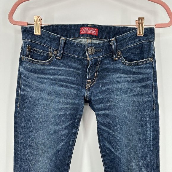 Original Moussy Vintage Dark Low Rise Bootcut Jean Size 26 RARE Embroidered Name - Picture 3 of 12